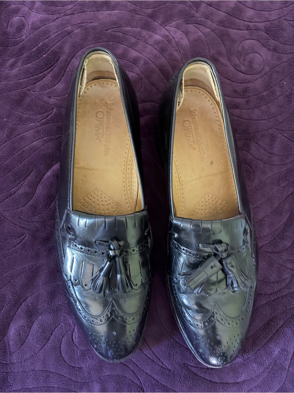 Johnston & Murphy Black Leather Tassel Kiltie Loafers - Men
